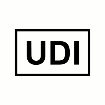 UDI icon, unique device identification symbol in rectangle vector