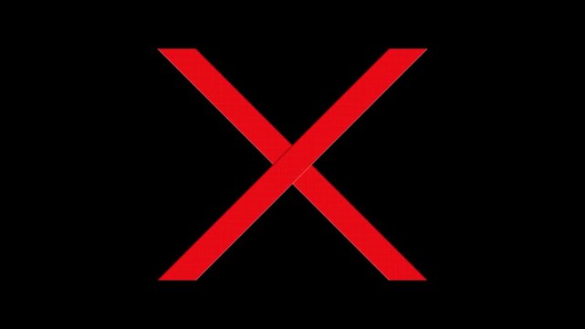 3D Red Cross Mark on Black Background for No, Cancel, Wrong Choice, Stop, Negative Decision, Business, Voting and Digital Icon Concept