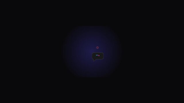 Premium dark neon comment animation representing social media engagement, online interaction, digital communication, user feedback, and modern social networking.