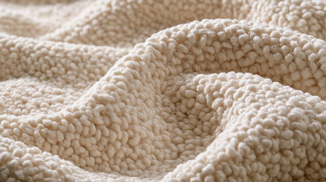 Boucle fabric texture background dense looped cream yarn