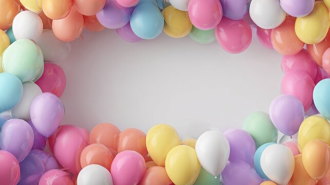 Colorful balloon celebration background with empty space for birthday and wedding
