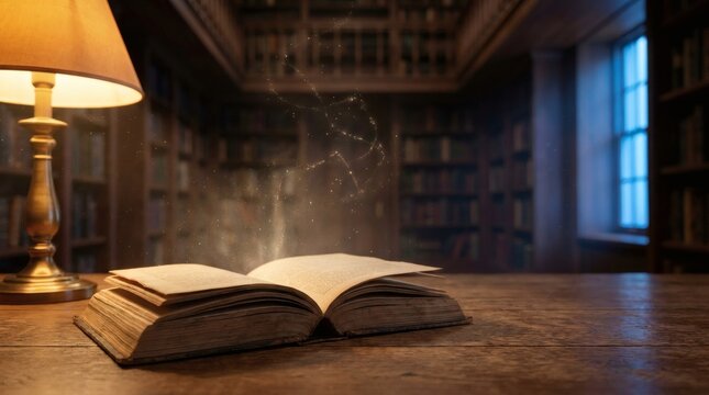 Magic Book With Glowing Light Particles