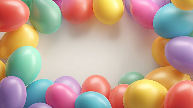 Colorful balloon celebration background with empty space for birthday and wedding
