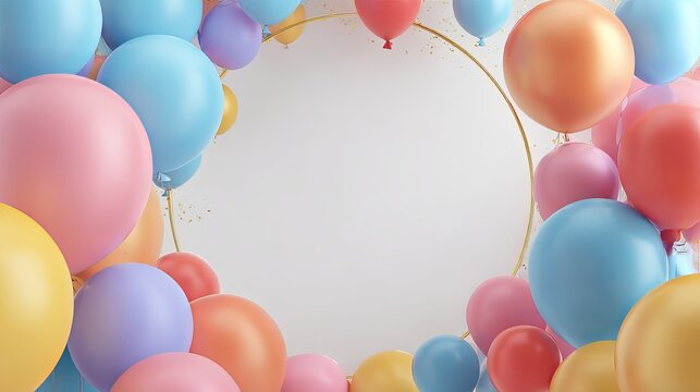 Colorful balloon celebration background with empty space for birthday and wedding
