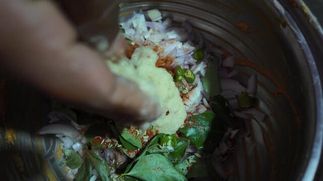 Homemade Indian Recipe Ingredient Preparation , ginger garlic for fry