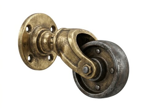 Aged Brass Industrial Drawer Pull Knob Antique Retro Hardware Fixture Detail