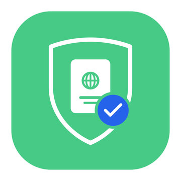 Secure Passport Verification Shield Flat Design Icon