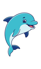 Fototapeta premium Joyful baby dolphin leaping in a graceful arc with a cheerful expression isolated on a white background, marine wildlife concept