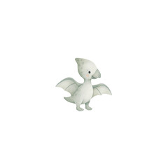 Cute watercolor pterodactyl clipart. Little baby flying dinosaur isolated graphic element. © Tetiana Kravchenko