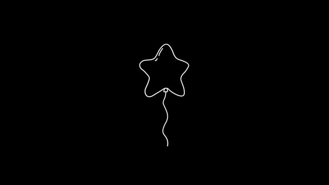 Floating star-shaped balloon icon against a dark background, cartoon doodle concept, motion graphics, 4K video.