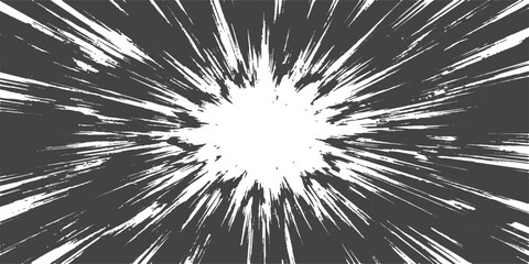 Obraz premium Explosion of white brush strokes against a dark background creating speed lines during a dramatic event