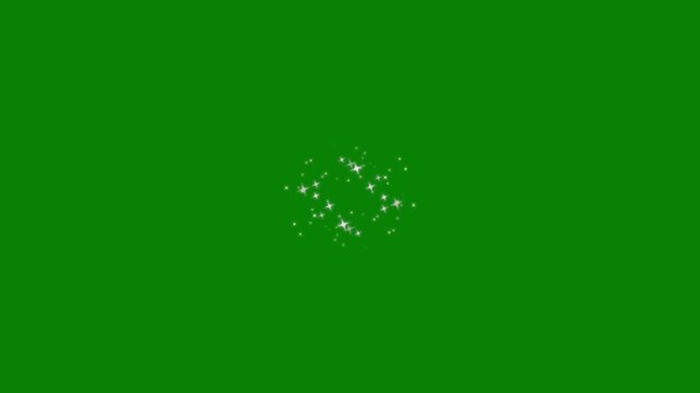 2d glitter star sparkle animation, white stars and bokeh lights sparkle, magic sparkles glitter line stars, pixie dust path, magic line dust, cartoon glitter on green screen background. 4k
