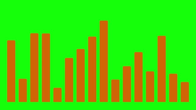 Bar Chart Animation with Orange Fluctuating Data Bars on Green Screen