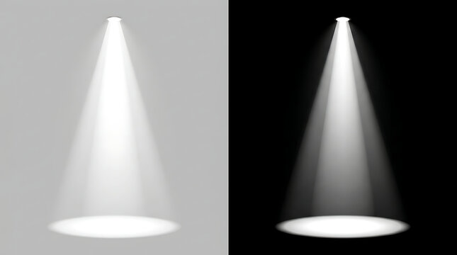 Two conical spotlights on split background beam cone