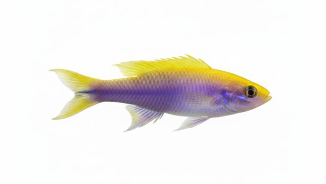 Royal Gramma Fish Isolated on Plain White Background, Marine Aquarium Pet