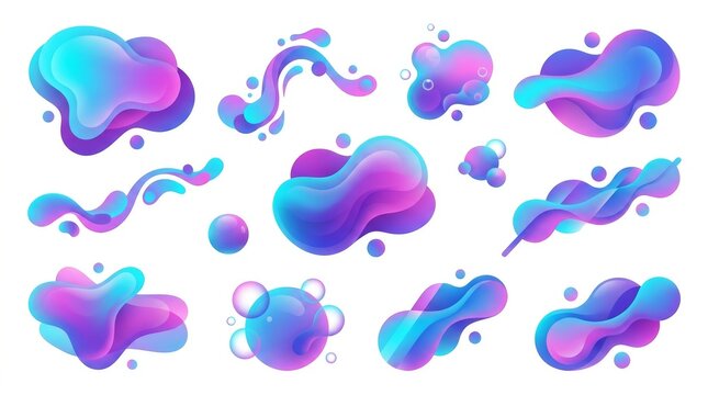 Colorful Abstract Liquid Blobs and Wavy Lines Design.