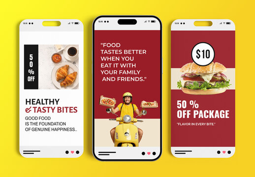 Restaurant Food Promotion Social Media Story Template Set