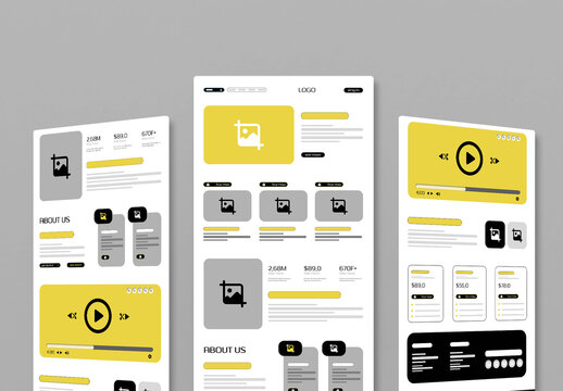 Wireframe Landing Page Template for Modern Website UI UX Design