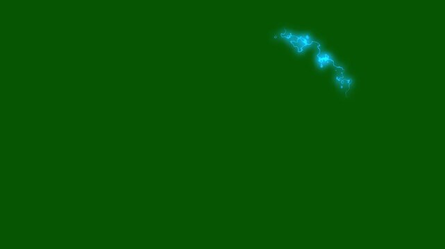 Blue thunderbolt strike with energetic volt shock and bright magic line effect looping background electricity blast storm overlay, dynamic energy glow animation visual. green screen 4k