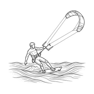 Person doing kitesurfing with kite for extreme water sports blogs and websites