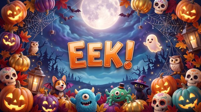 EEK HALLOWEEN THEME BACKGROUND WITH PETS