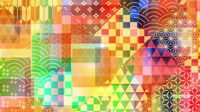 Vibrant Japanese Geometric Pattern Mosaic 4K