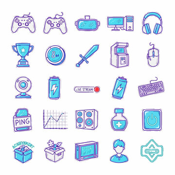 Colorful Gaming and Technology Icons Collection
