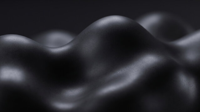 黒い背景に広がる滑らかなマットブラックの陶器釉薬と柔らかなハイライト