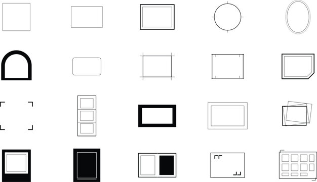 A professional vector bundle featuring a diverse collection of various frame shapes.