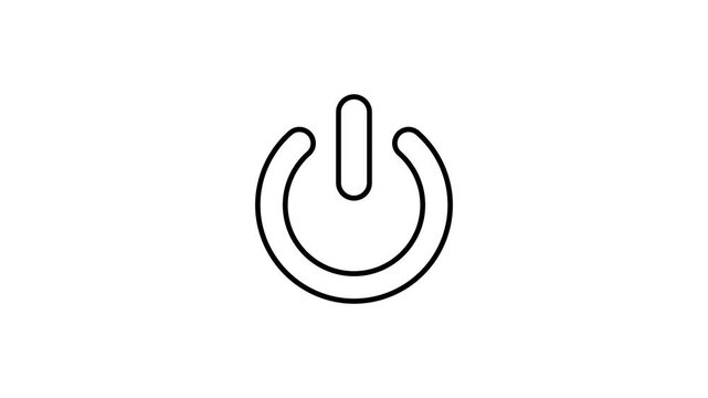 Minimal Power Button Icon Animation in 4K Loop, Clean Outline UI Symbol for Technology, Interface and Digital Stock Video