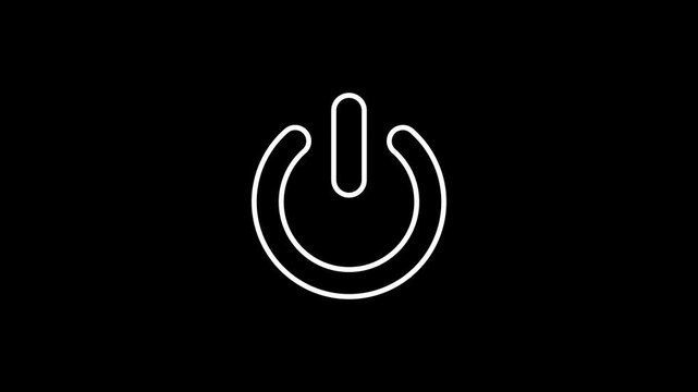 Minimal Power Button Icon Animation in 4K Loop, Clean Outline UI Symbol for Technology, Interface and Digital Stock Video