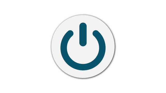Minimal Power Button Icon Animation in 4K Loop, Clean Outline UI Symbol for Technology, Interface and Digital Stock Video
