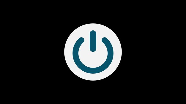 Minimal Power Button Icon Animation in 4K Loop, Clean Outline UI Symbol for Technology, Interface and Digital Stock Video