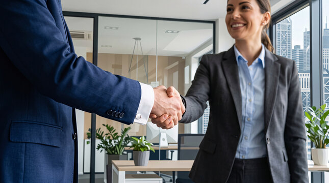 Poign&eacute;e de main professionnelle entre deux partenaires d'affaires