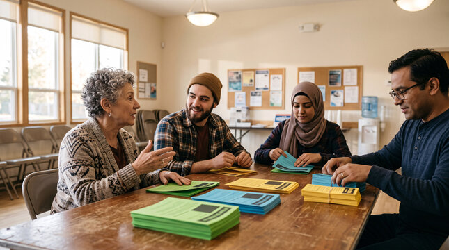 Groupe d'adultes participant &agrave; un atelier de formation communautaire