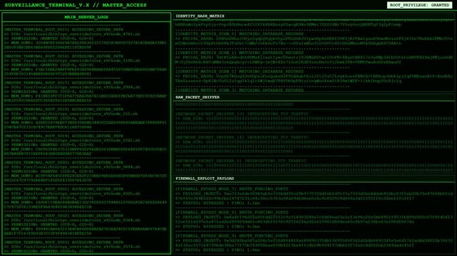 Surveillance Terminal Master Access Biometric Hacker Screen Animation.
