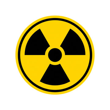 Radioactive hazard warning symbol isolated on white background for safety signage design.