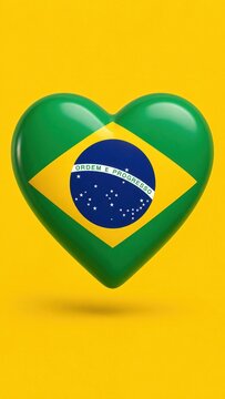 Flag of brazil in heart shape.