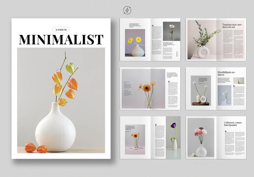 Minimalist Floral Magazine Layout Template Design