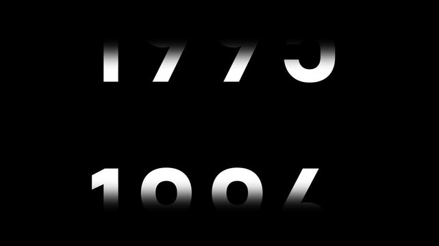Fast time lapse speed timer showing years changing from 1930 to 2027 on dark background representing historical progress future transition decades passing rapid chronology visual animation and time