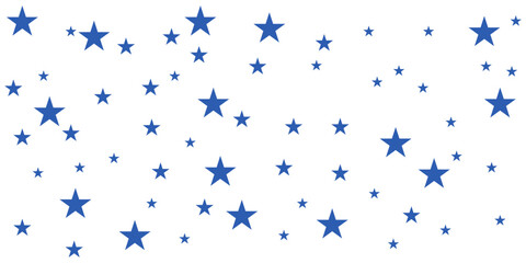 Fototapeta premium Seamless repeating five-point blue star pattern on a white background, ideal for patriotic and holiday projects, textile and graphic design, wrapping paper, web backgrounds, and festive decorations.