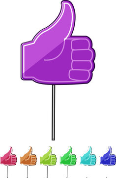 win foam fan finger cartoon. team support, victory football, number glove win foam fan finger sign colorful illustration