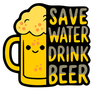Playful vector illustration of eco-friendly beer-themed water saving campaign mascot