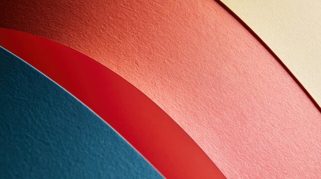 Abstract background of colorful recycled paper layers with textured surfaces and curves.