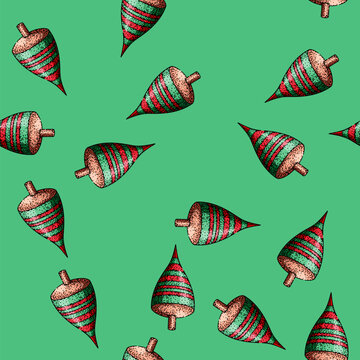 pattern physics spinning top hand drawn. motion axis, momentum friction, inertia angular physics spinning top vector sketch illustration