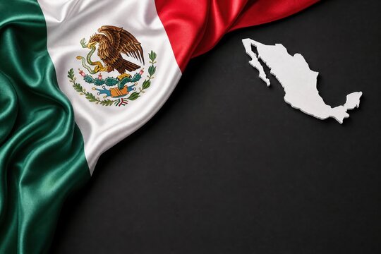 Mexico independence day celebration background flag and map of mexico.