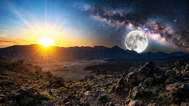 The Fourth Day of Creation: The sun, moon, and stars placed in the firmament of the heavens