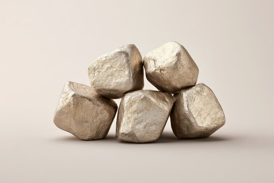 Metallic Cubes Stack Close Up Rough Texture Silver Gold Minimal Background
