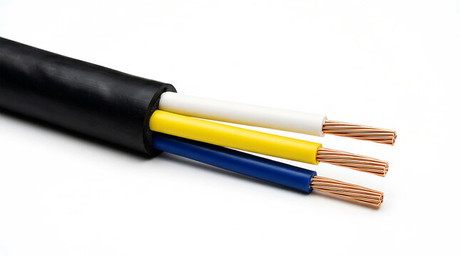 Electrical cable section with striped insulation and black outer sheath