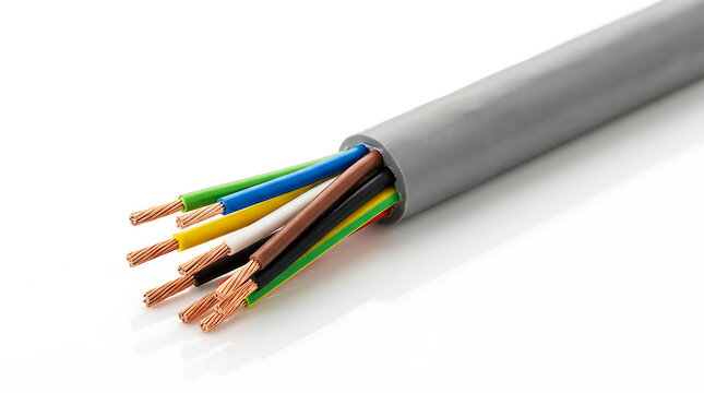 Electrical cable with multicolored wires and frayed ends